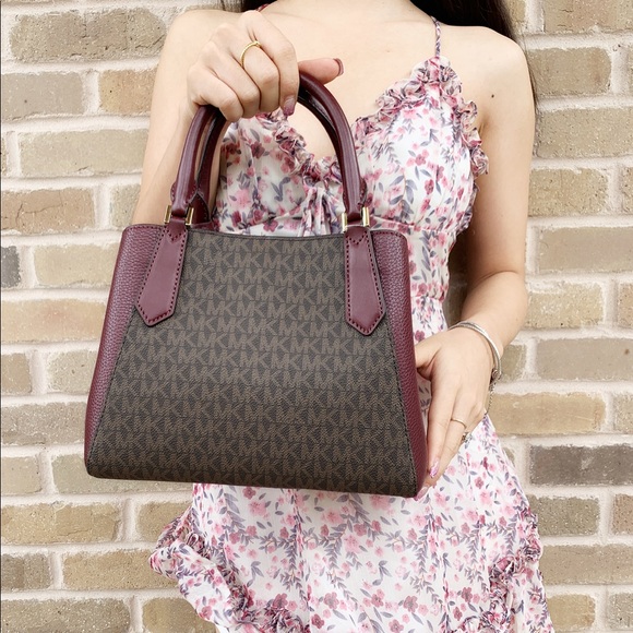 ‼️SALE‼️ Michael Kors Satchel Bag Brown MK Merlot - Picture 7 of 8